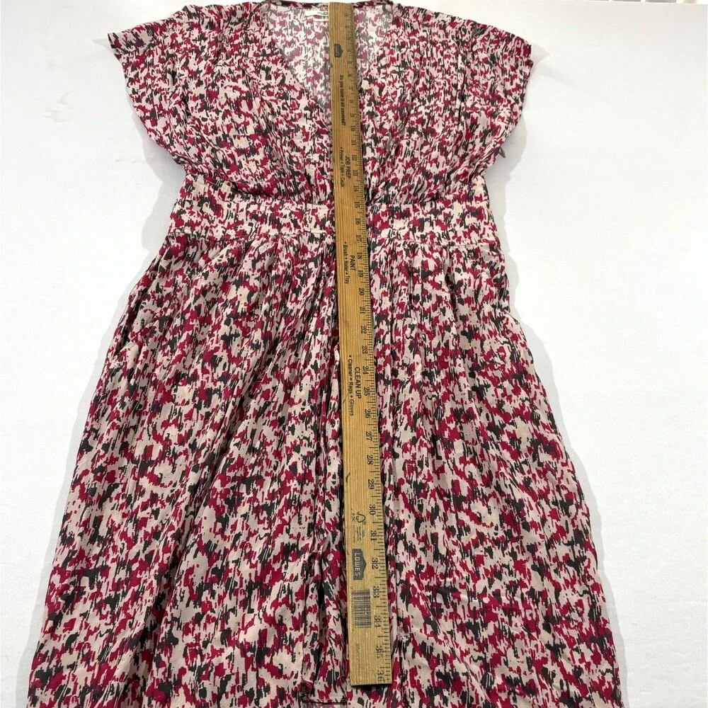 Etoile Isabel Marant Almeya Abstract Print Floral Pink Boho Midi Dress Sz 36 - Picture 4 of 12